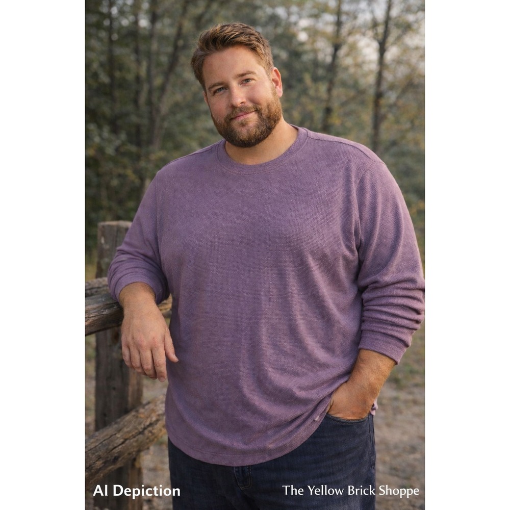 Eddie Bauer Men's 2X Infinity‎ Thermal Crew Shirt NWT Thistle Purple Waffle Knit